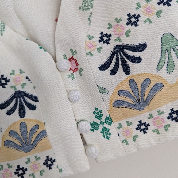 ZARA Linen printed vest White multicolor XS S XL - Picture 11 of 12